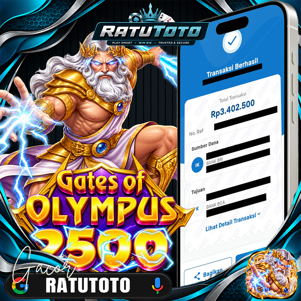 Bukti Kemenangan RATUTOTO – Rp3.400.000 dari Gates of Olympus 2500